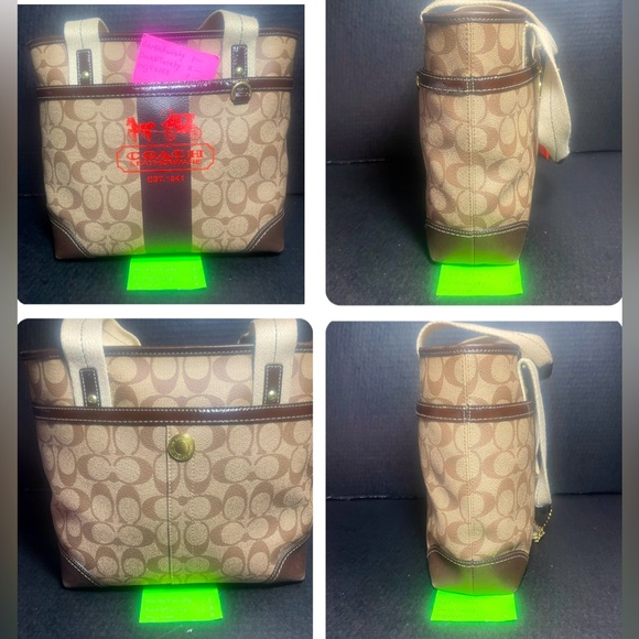 Coach Signature Heritage Stage Coach Carriage Tote FABULOUS - Picture 12 of 17